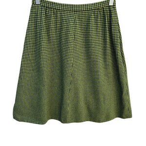 Pendleton Vintage Wool A-Line Skirt Green Black Houndstooth Pattern Womens‎ S